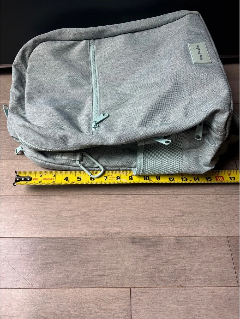 Light green Vera Bradley large backpack travel zip pockets unisex adult school
